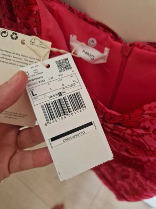 Vestido Mango floral rosa y rojo