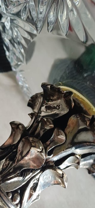 Alzata centrotavola in cristallo e argento