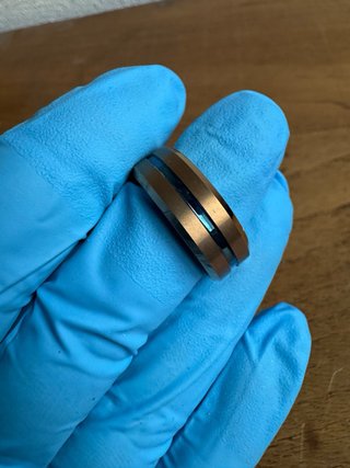 Anillo Tungsteno Hombre Dorado y Azul