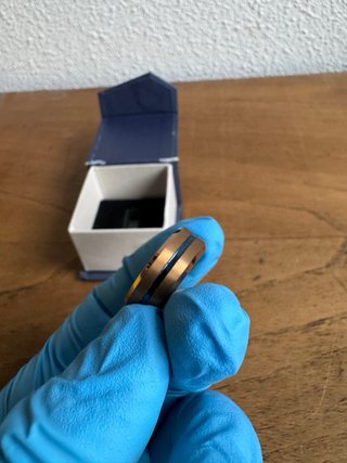 Anillo Tungsteno Hombre Dorado y Azul