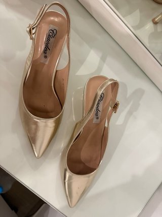 Zapatos tacón dorado/champán T.39