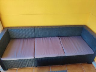 Sofá modular ratán terraza + mesa