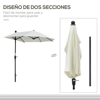 Sombrilla Terraza Acero con Base Cruzada Crema