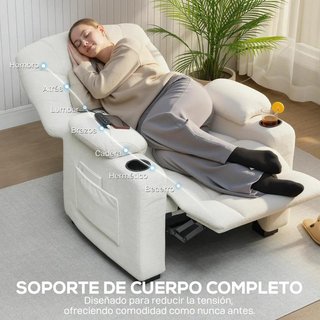 Sillón Relax Eléctrico Memoria Reclinable Crema