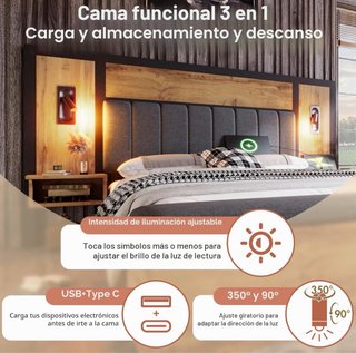 Cama con banco de almacenamiento