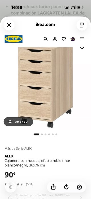 Escritorio y cajoneras con ruedas