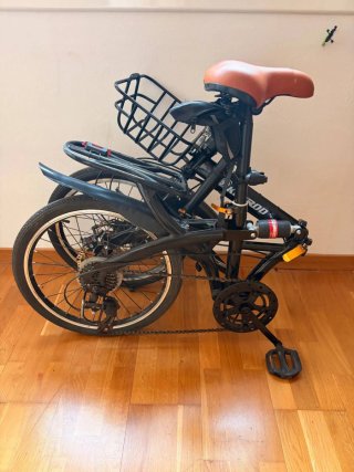 Bicicleta plegable KENROD negra con cesta