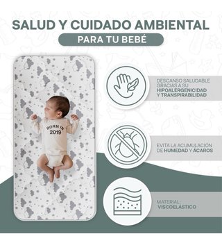 Colchón Cuna Bebé Nubes y Estrellas