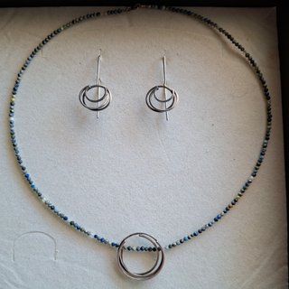Collar y Pendientes Plata con piedras