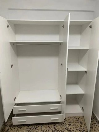 Armario Blanco 3 Puertas con 2 Cajones