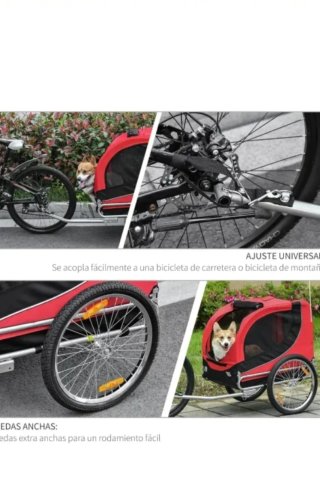Remolque bici para perros rojo y negro