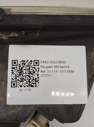 1175 6205v7 faro izquierdo peugeot 306
