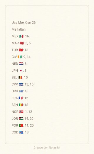Cromos Mundial 2026 Intercambio. Mirar lista