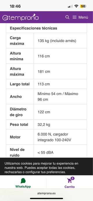 Grúa eléctrica gente mayor marca powerlift mini135