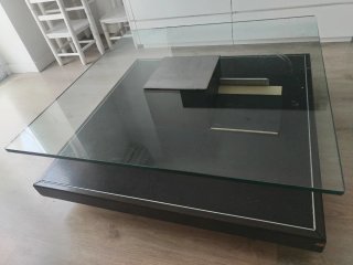 Mesa de centro cristal y madera