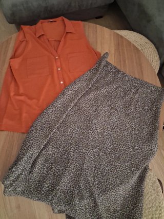 Blusa Cortefiel Naranja Sin Mangas