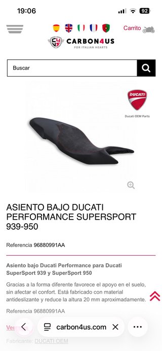 Asiento Ducati Supersport 939/950 Negro