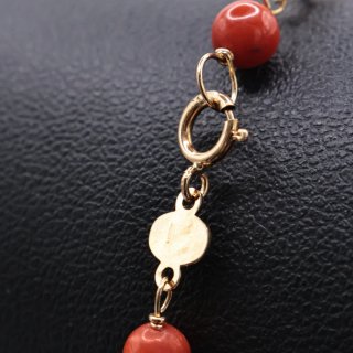 Pulsera Oro 18k Coral y Placa Central