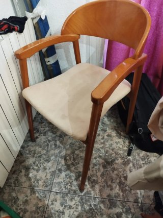4 Sillas de Comedor Madera y Tela
