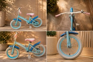 Bicicleta infantil azul y rosa