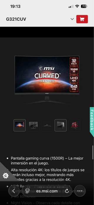 Monitor Gaming Curvo MSI 32 LED 4K