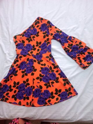 Vestido ASOS T-XS Naranja/Morado Flores