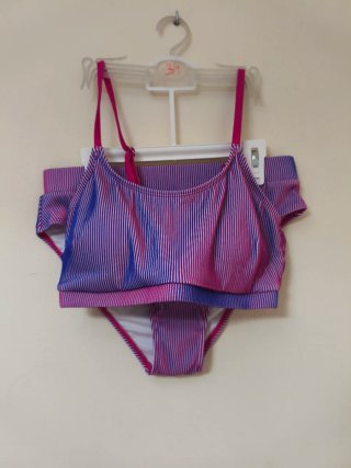 Bikini Cupshe Talla M Rayas Rosas y Moradas