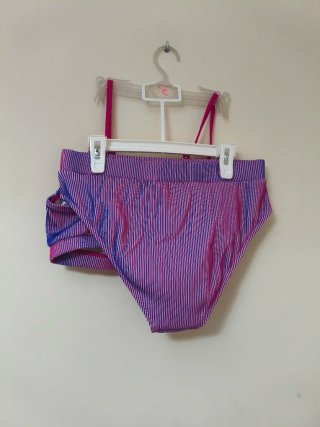 Bikini Cupshe Talla M Rayas Rosas y Moradas