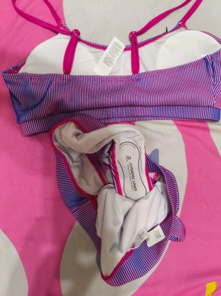 Bikini Cupshe Talla M Rayas Rosas y Moradas