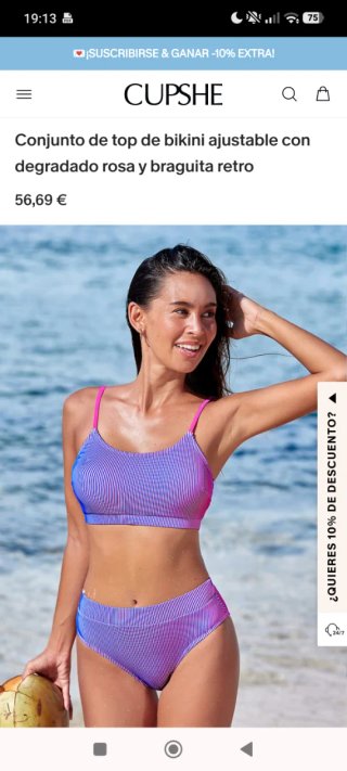 Bikini Cupshe Talla M Rayas Rosas y Moradas