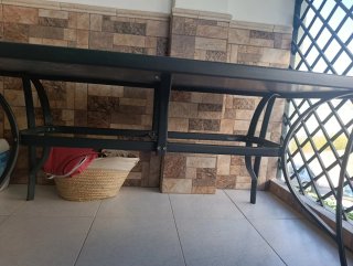 Mesa de exterior cristal y metal