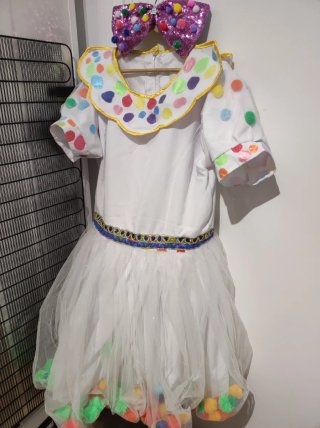 Vestido Minnie Pompones Blanco