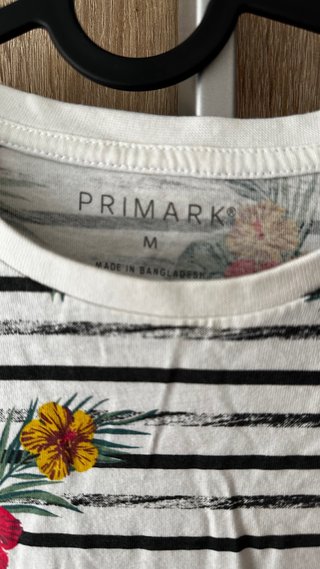 Camiseta rayas flores Primark Talla M