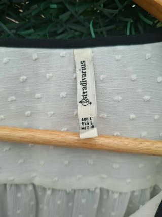 Blusa Stradivarius Plumeti Blanca Talla L