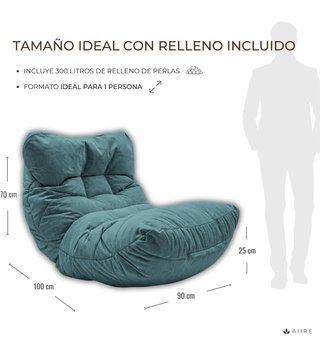 Aiire Puff Salón XXL Diseño Tela Teal