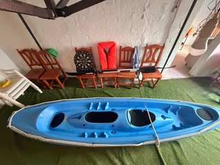 Kayak biplaza azul BIC Sport con 2 remos