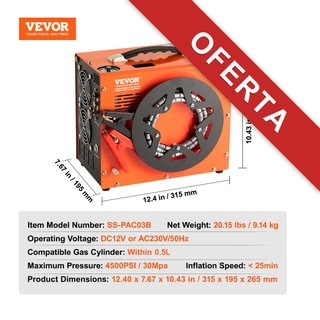 VEVOR compresor aire PCP portátil 30 MPa