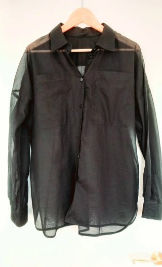 Blusa Camisa Negra Transparente Talla 42-44
