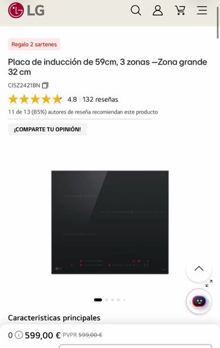 Placa Inducción LG CI5Z2421BN Casi Nueva