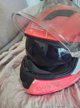 Casco moto rosa palmera talla XS