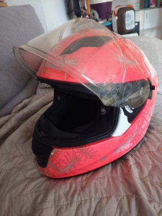Casco moto rosa palmera talla XS