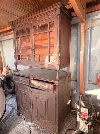 Mueble antiguo madera y cristal más de 100 años