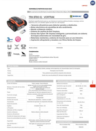Robot Limpiafondos Zodiac TRX 8700 IQ