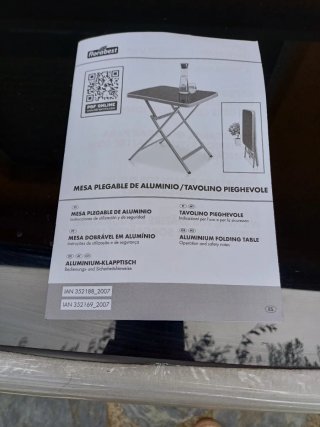 Mesa aux. plegable (aluminio y vidrio templado)
