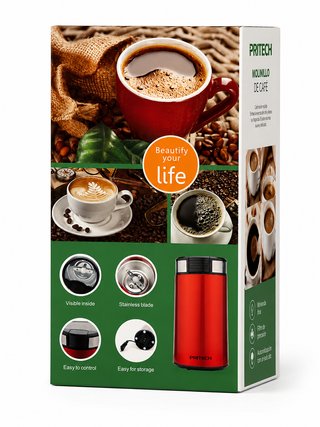 Molinillo Café Eléctrico Pritech Rojo Acero 200W