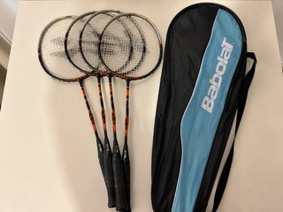 Lote 4 raquetas bádminton negro/naranja