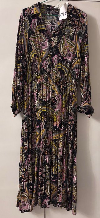 Vestido largo estampado Zara