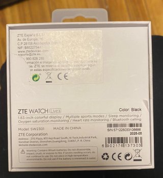 ZTE WATCH Live3 Smartwatch Negro