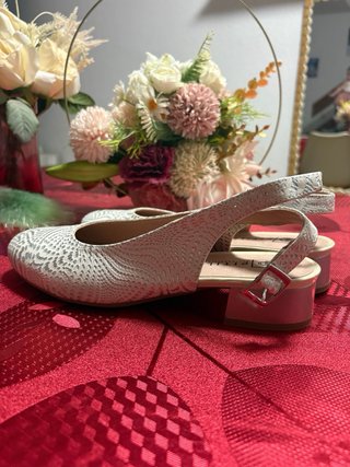 Zapatos Pitillos Mujer Talla X Color Blanco/Plata