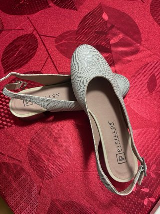 Zapatos Pitillos Mujer Talla X Color Blanco/Plata
